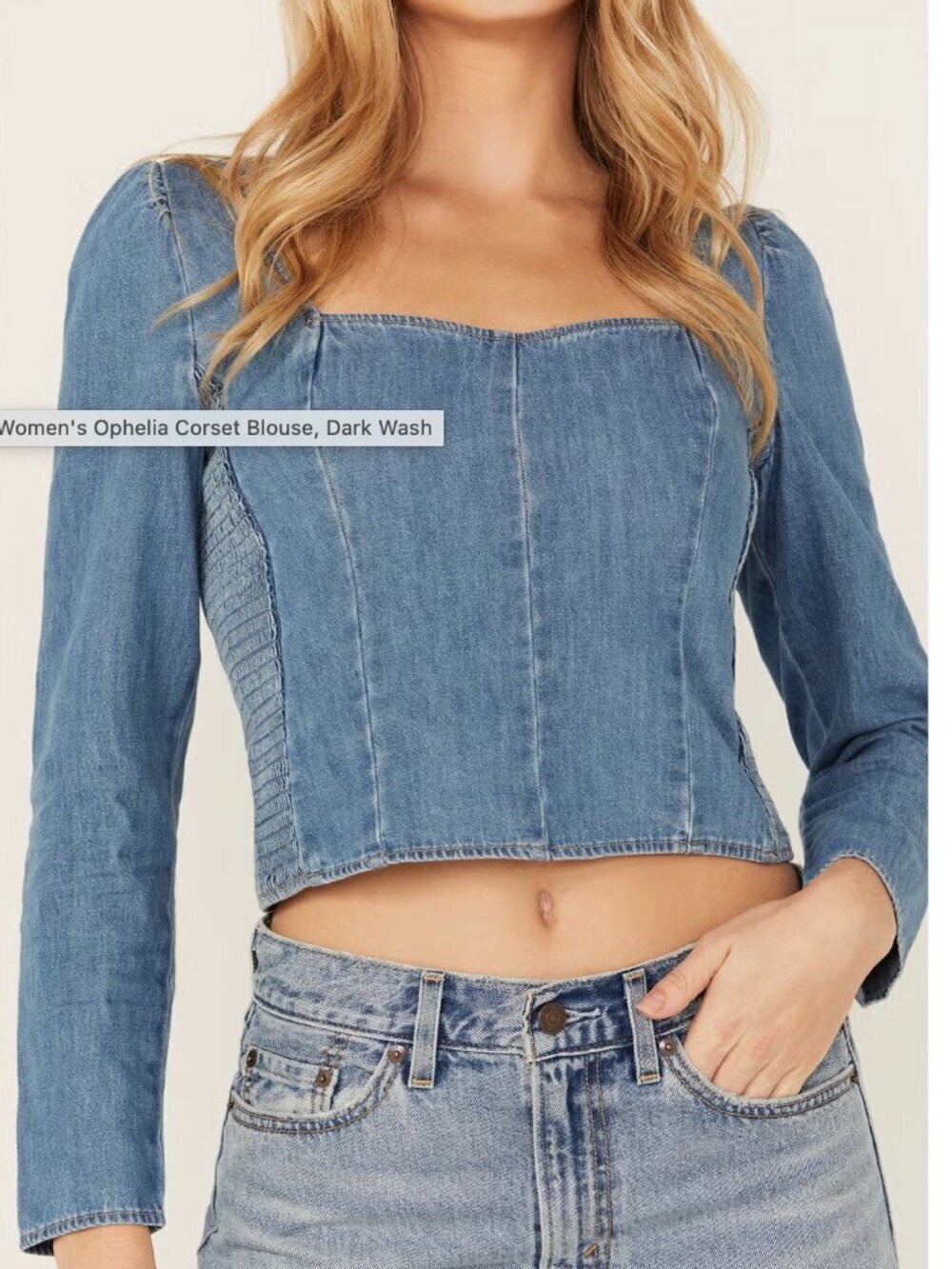 Levi's Women's Ophelia Corset Blouse Sz L Boho Denim